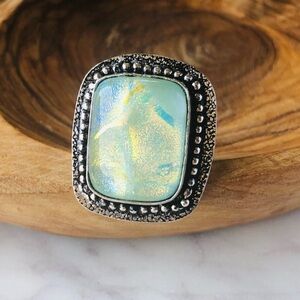 Dichroic Glass Silver Ring